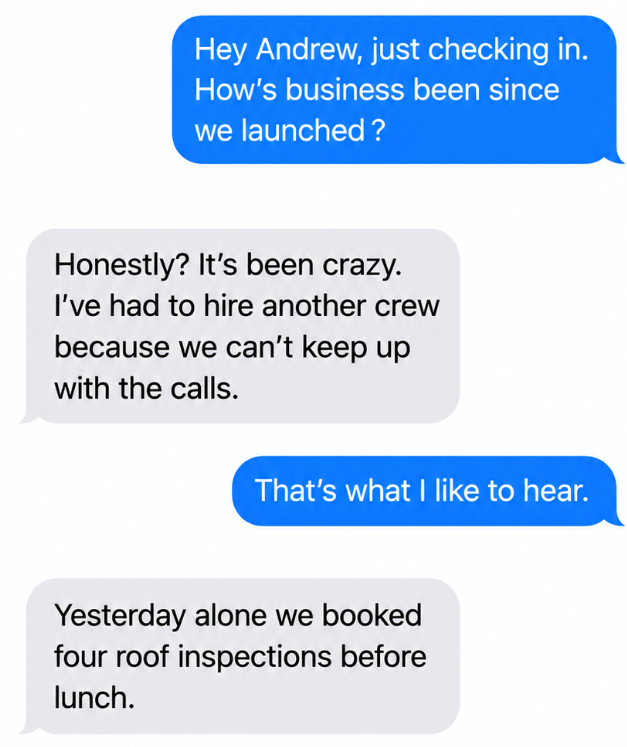 Client iMessage — hired another crew