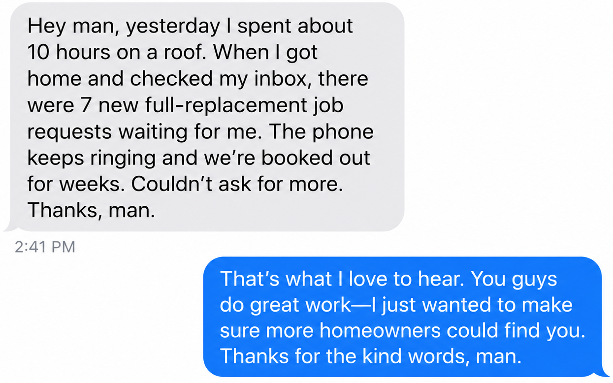 Client iMessage screenshot
